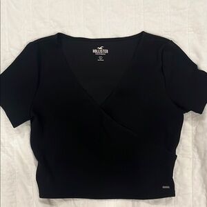 Hollister Women's Black Wrap Crop Top